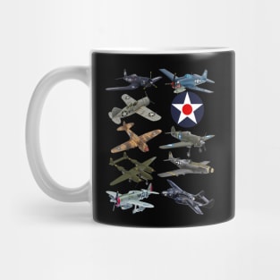 WW2 American Fighters F4U Corsair P-51 Mustang P-40 Warhawk Mug